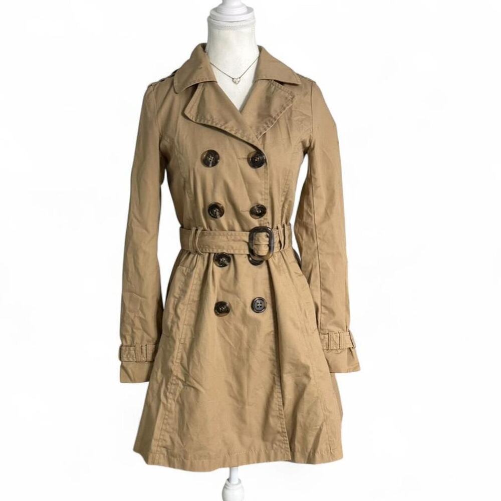 Trench Coat Khaki Button Detail Size (4) Small Going Out Special Occasion Coat
